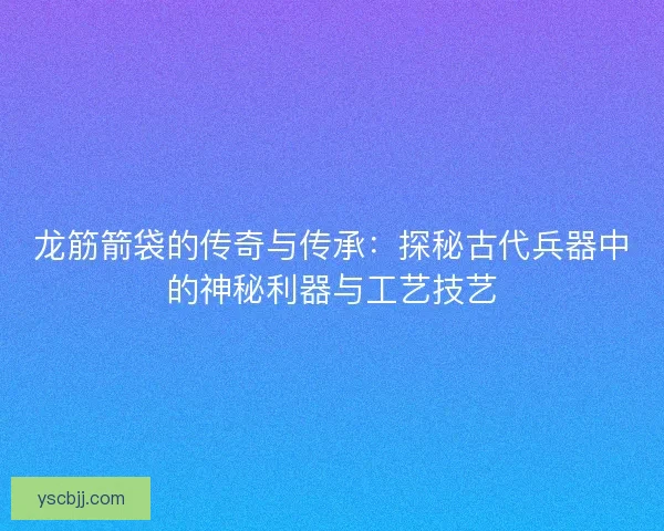 龙筋箭袋的传奇与传承：探秘古代兵器中的神秘利器与工艺技艺