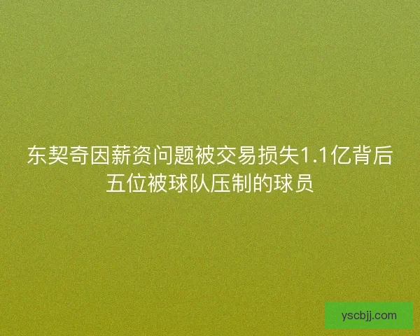 东契奇因薪资问题被交易损失1.1亿背后五位被球队压制的球员