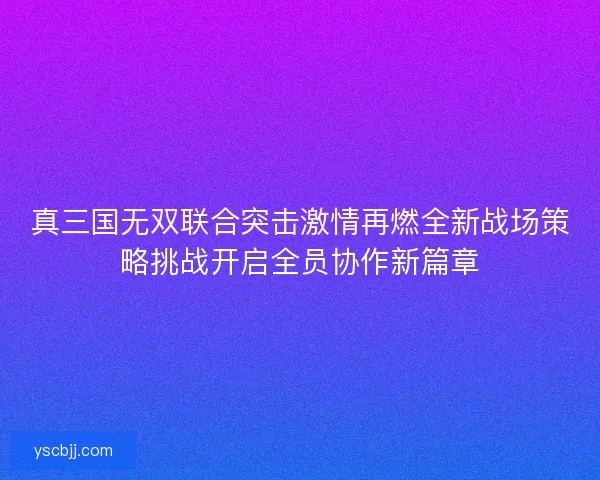 真三国无双联合突击激情再燃全新战场策略挑战开启全员协作新篇章