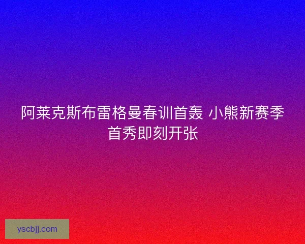 阿莱克斯布雷格曼春训首轰 小熊新赛季首秀即刻开张