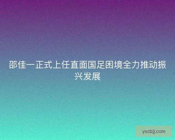 邵佳一正式上任直面国足困境全力推动振兴发展