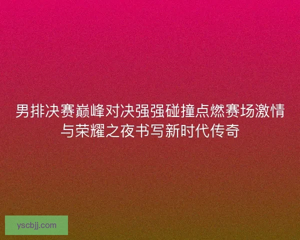 男排决赛巅峰对决强强碰撞点燃赛场激情与荣耀之夜书写新时代传奇